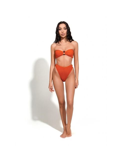 Maison Tangerine Orange Santorini Crinkle Swimsuit Bikini