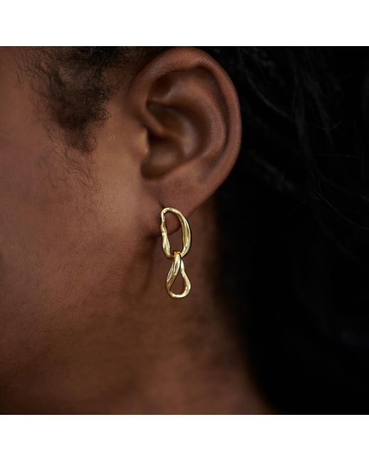 Janus Edinburgh Metallic Vermeil Steall Mismatched Chain Drop Earrings
