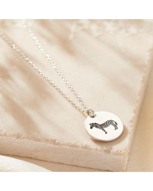 Posh Totty Designs Metallic Sterling Zebra Spirit Animal Necklace
