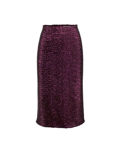 Noria Anis Purple Ametyst Sequined Midi Pencil Skirt