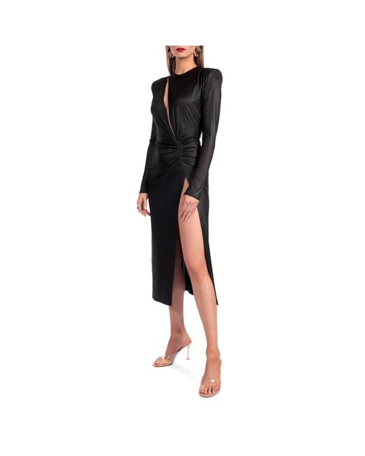 AGGI by HALEWSKI Black Adriana Power Midi Dress
