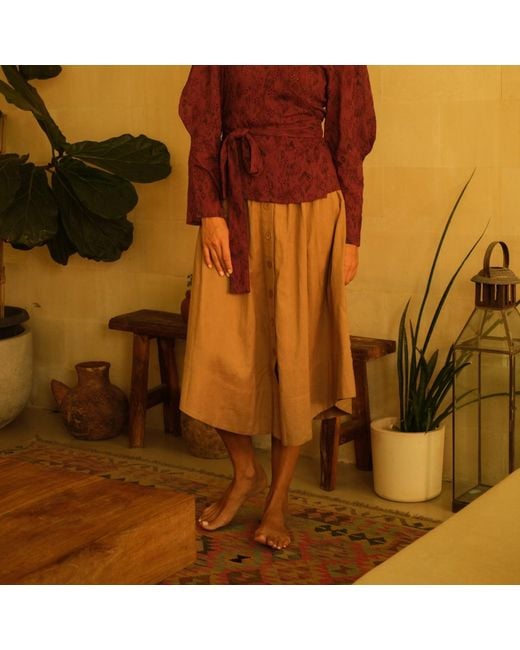 Em & Shi Brown Neutrals Twig Button Down Skirt