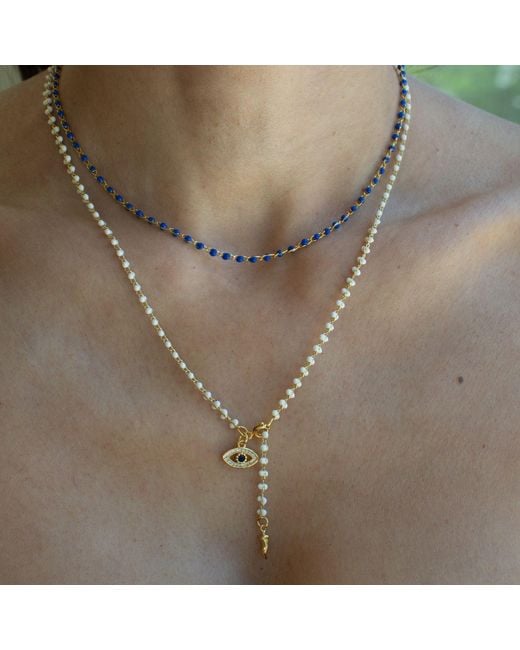 Alexie of Athens Metallic Protection Evil Eye Bead Lariat