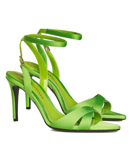 Ginissima Green Thea Grass Satin Sandals