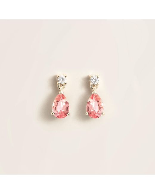 Juvetti Pink Pisa Padparadscha Sapphire & Diamond Pear Drop Earrings