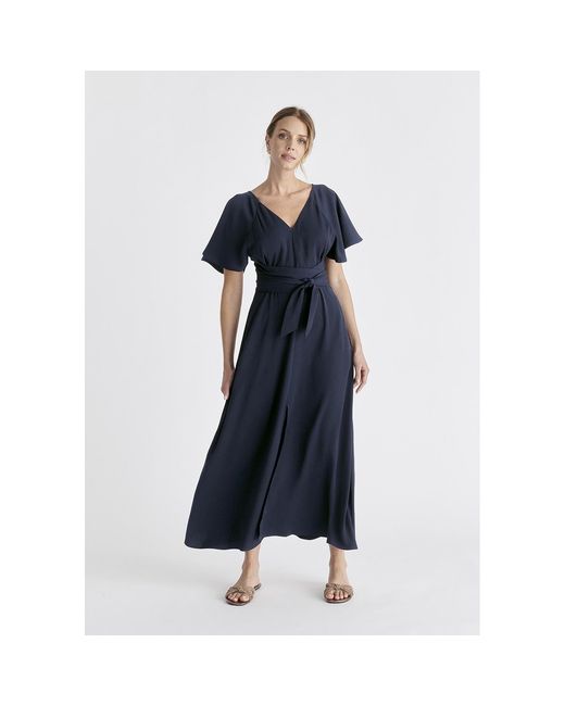 Paisie Blue Maxi Waist Tie Dress