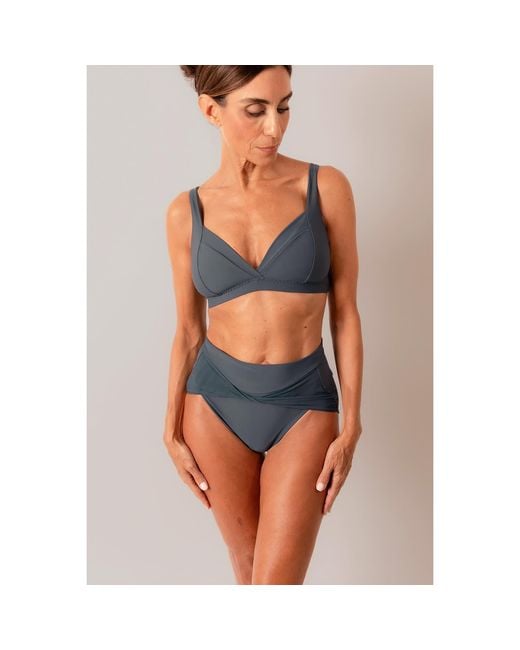 Serotone Swim Blue The Plunge Swim Bra