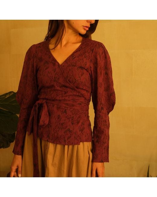Em & Shi Purple Berry Wrap Top
