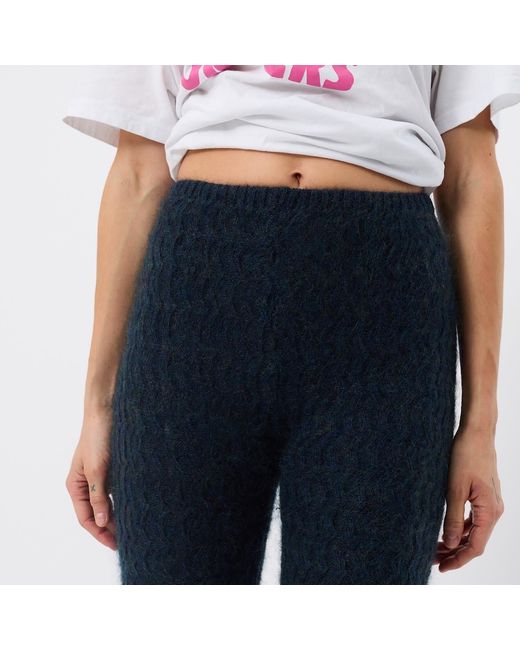 Ccy Currency Blue Mohair Zigzag Knitted Pants