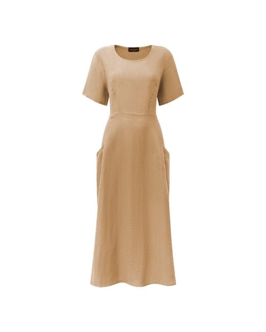 James Lakeland Natural Neutrals Sand Linen Midi Dress