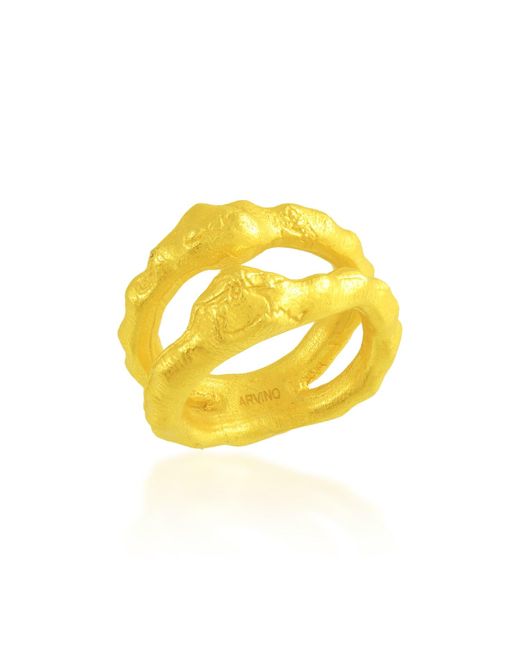 Arvino Yellow Molten Duel Band Ring