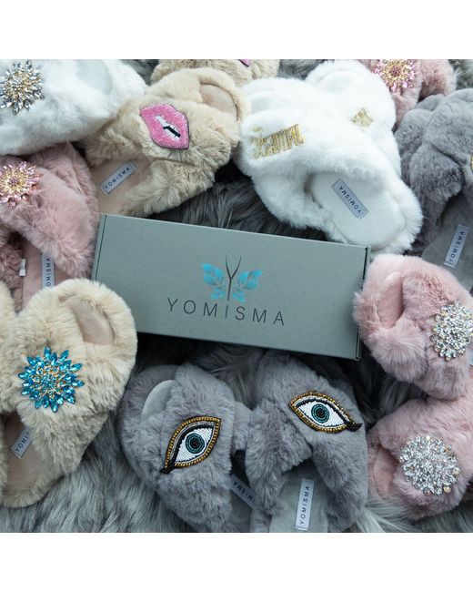 Yomisma White Faux Fur Slippers