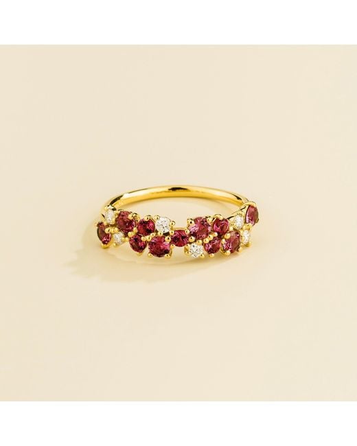 Juvetti Metallic Starry Ruby & Diamond Cluster Ring