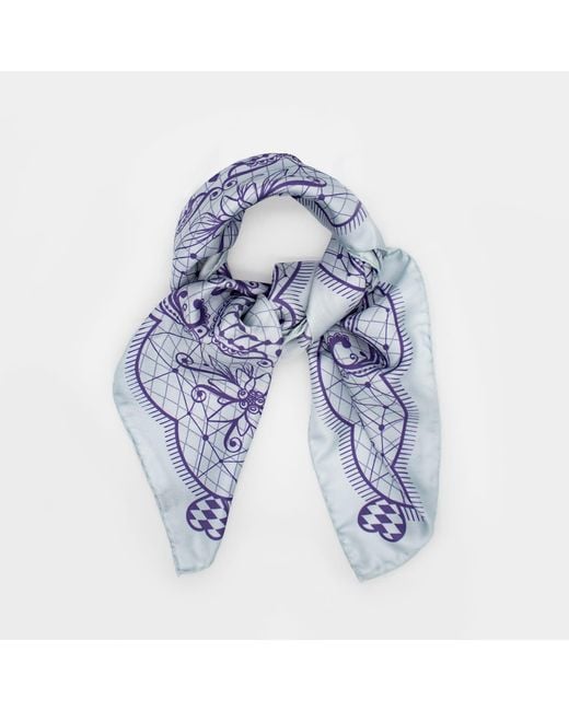 Lamberty Munich Blue Horse Festivity Light Midi Silk Scarf