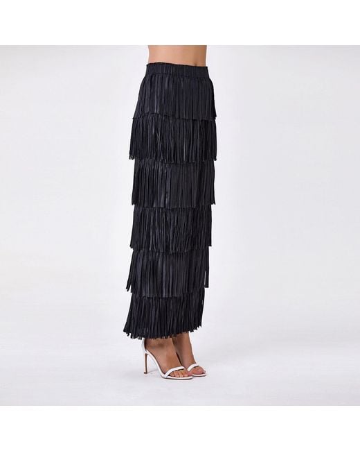 Smart and Joy Black Layered Ruffled Knit Skirt
