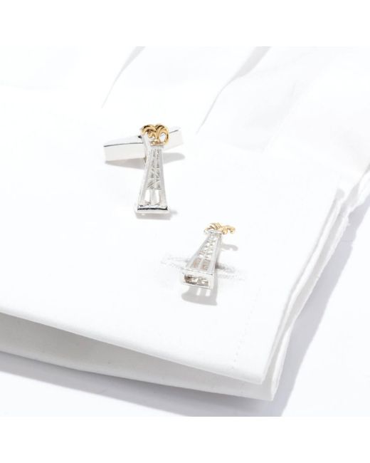Simon Kemp Jewellers White Oil Derrick Cufflinks Eighteen Carat On Sterling for men