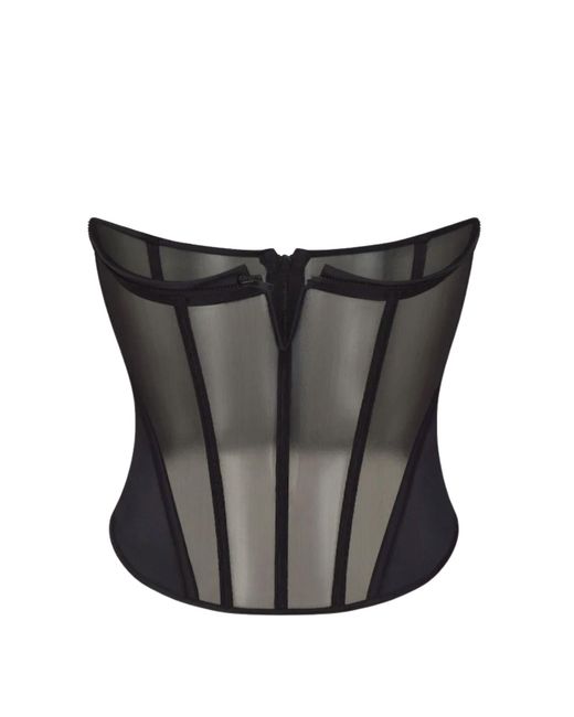 Lunatic Femme Black Double Entendre Silk Bustier With Removable Cups
