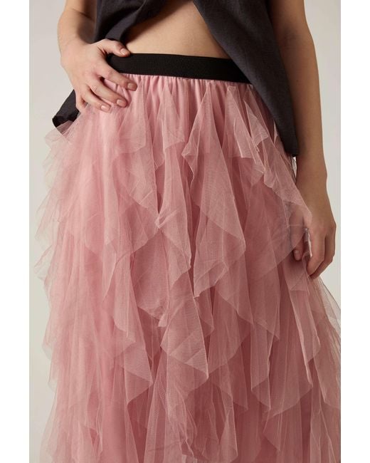 James Lakeland Pink Tulle Ruffle Midi Skirt