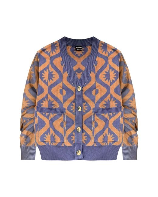 Known Supply Blue Heavyweight Cotton Cardigan