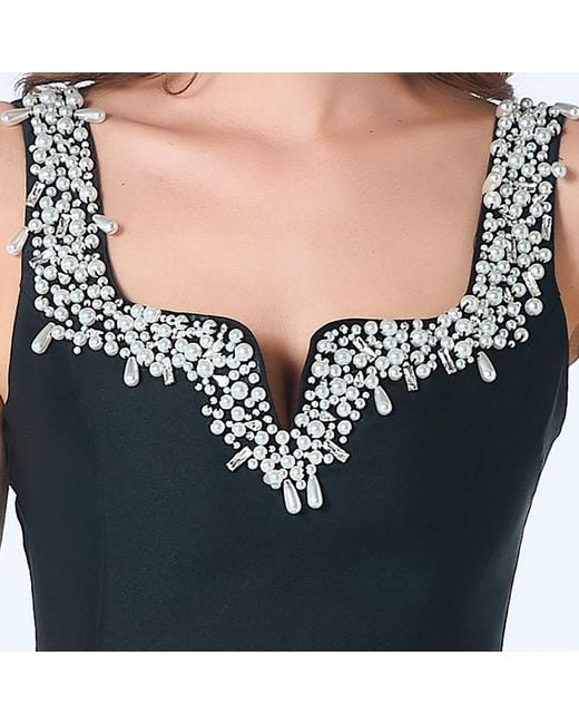Smart and Joy Black Beaded Sweetheart Cocktail Dress