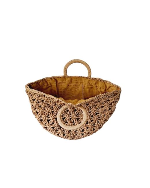 Springmoonatelier Brown Handmade Raffia Lady Handbag