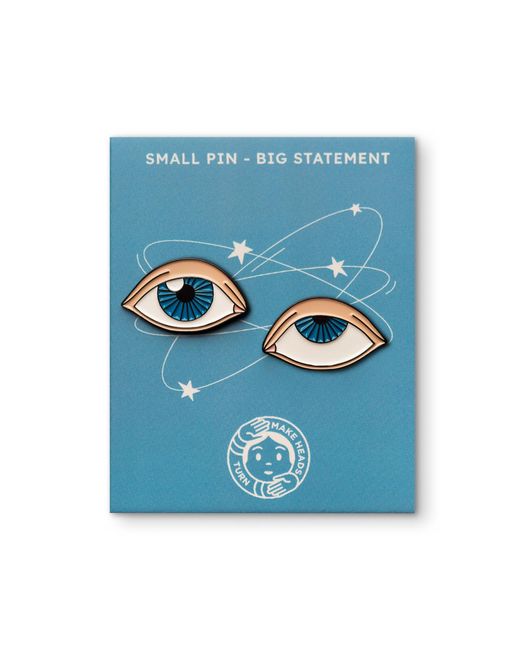 Make Heads Turn Blue Neutrals Enamel Pin Rolling Eyes