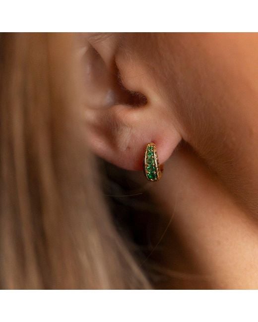 Claire Hill Designs Metallic Emerald Huggie Hoop Earrings
