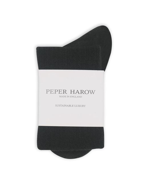 Peper Harow - Made in England Black Wool Boot Socks for men