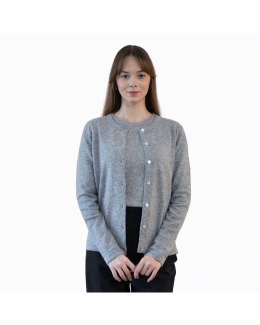 Nuvv Collection Blue Fine Knit Cardigan With Buttons Wool & Cashmere Blend Italian Yarn
