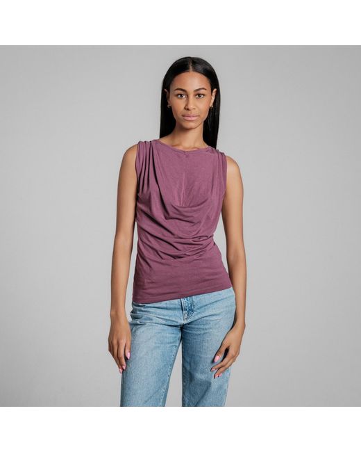 Imaatu Purple Onu Top Berry Sculpting Elastic Bamboo Sustainable Waterfall Drape