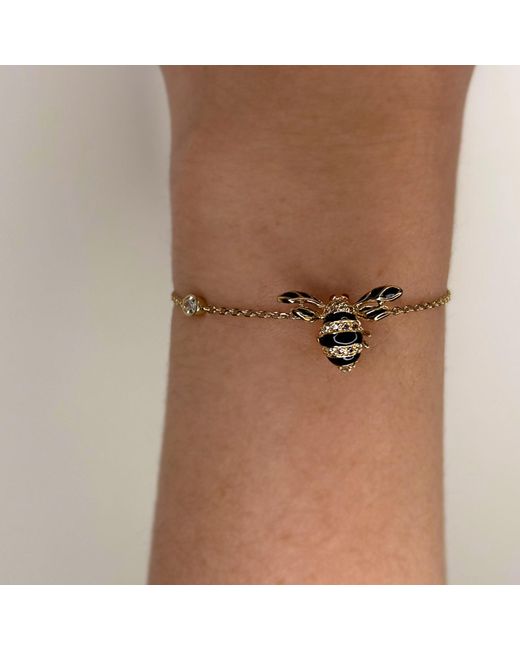 SALLY SKOUFIS Metallic Queen Bee Bracelet With Made Cz Diamond Stimulant & Enamel