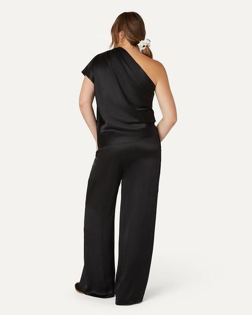 The Summer Edit Black Lexi Sports Luxe Silk Trouser
