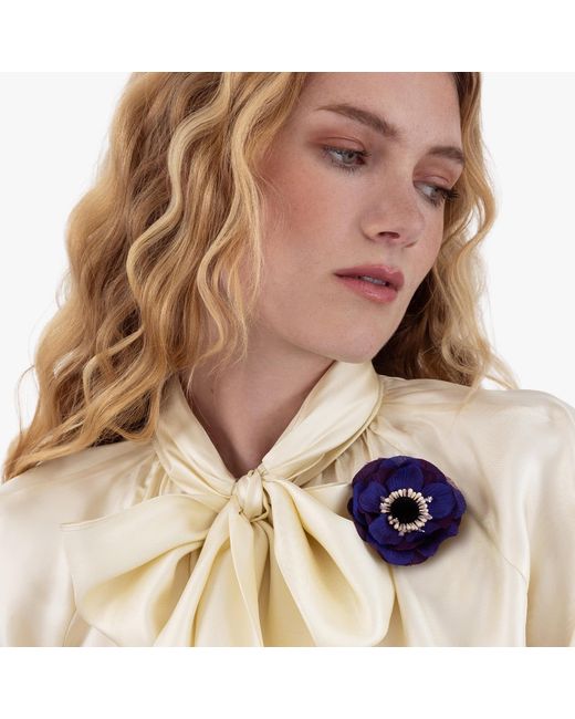 Helena Simon Blue The Anemone Floral Brooch