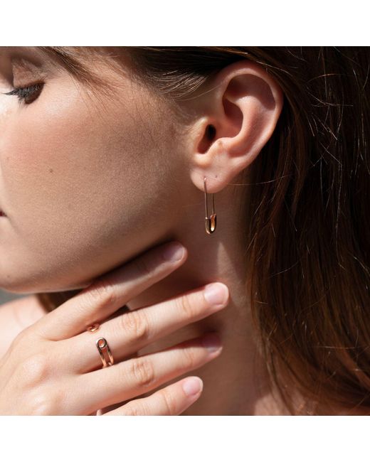 Spero London Pink Sterling Safety Pin Earrings