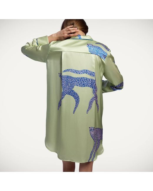 Piola Blue Oversized Silk Sleep Shirt