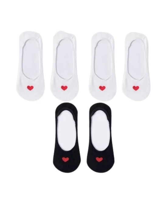 HIGH HEEL JUNGLE by KATHRYN EISMAN White Secret Heart No-Show Sock