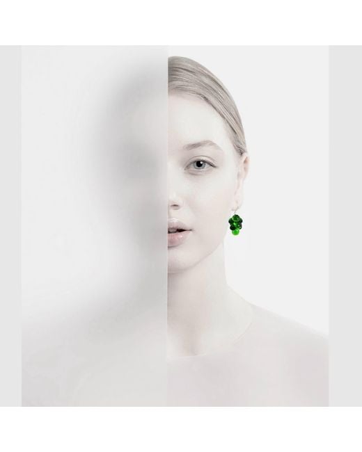 Laura Daili Green Forest Glass Cascading Earrings
