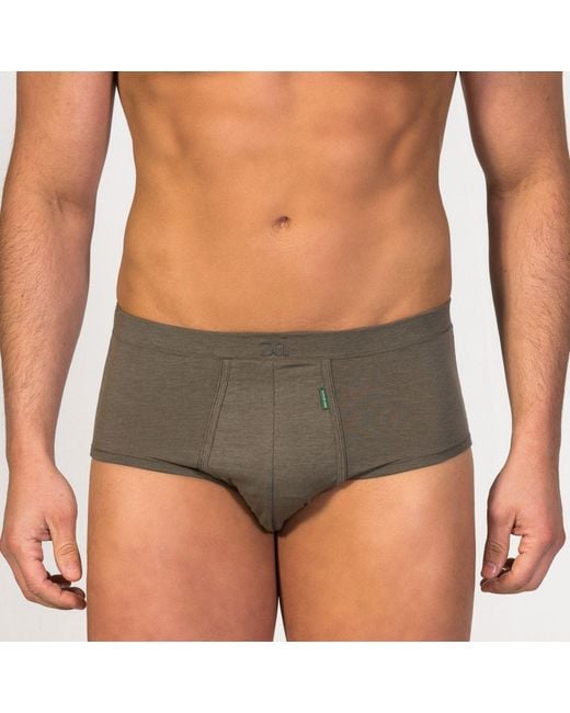 Zd - Zero Defects Gray Saturno Fly Front Brief – Natural Comfort Soy Fiber for men