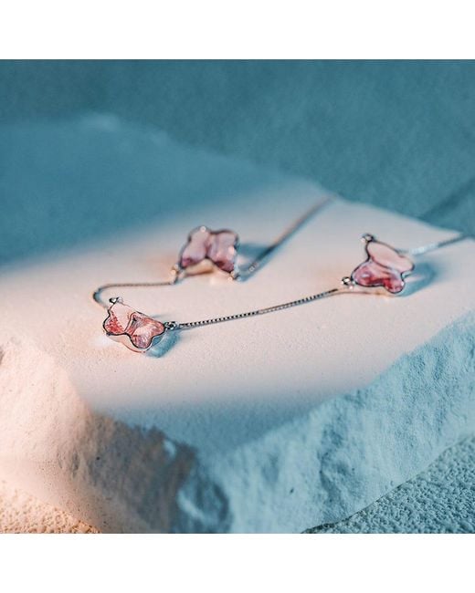 Far East Jewelry Metallic Handcrafted & Crystal Butterfly Necklace