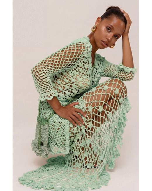 Andreeva Green California Mint Handmade Crochet Shirt