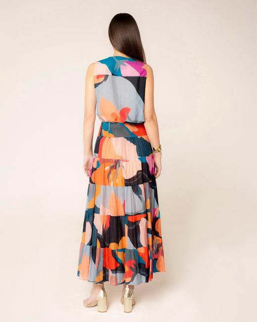 Niza Orange Abstract Embroidered Shirt Naima