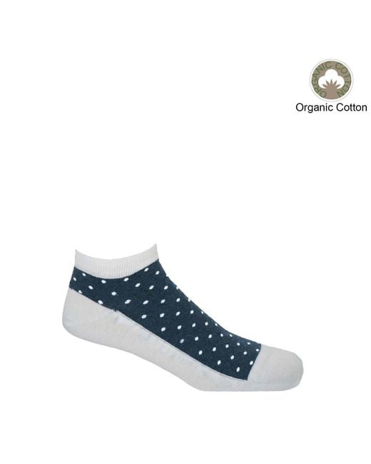 Peper Harow - Made in England Blue Organic & Polka Trainer Socks Bundle for men
