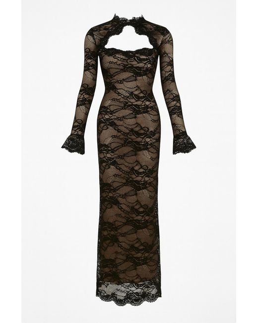 Date Boutique Black Dorit Sheer Lace Maxi Dress