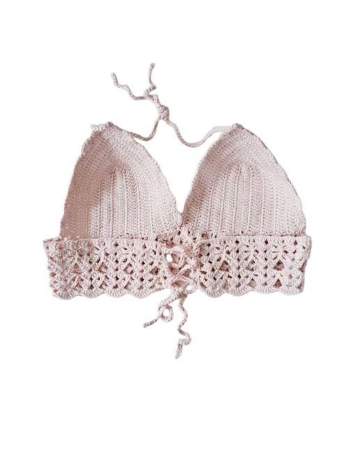 Springmoonatelier Multicolor Handmade Crochet Bralette Top Powder Vintage Motif Adjustable