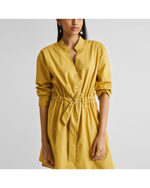 REISTOR Yellow Short Tie Waist Dress