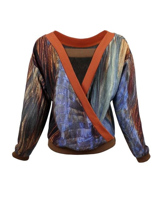 Lalipop Design Blue Sweatshirt With Print And V-Back Detail