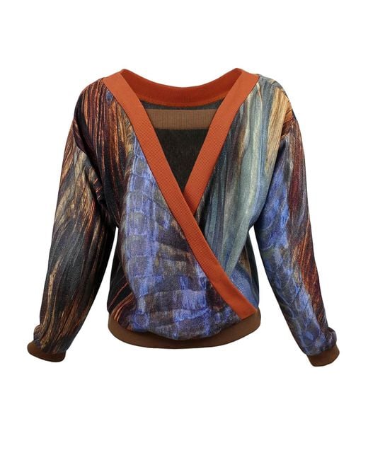 Lalipop Design Blue Sweatshirt With Print And V-Back Detail