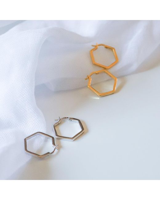 Luna Charles Metallic Deva Hexagon Hoop Earrings