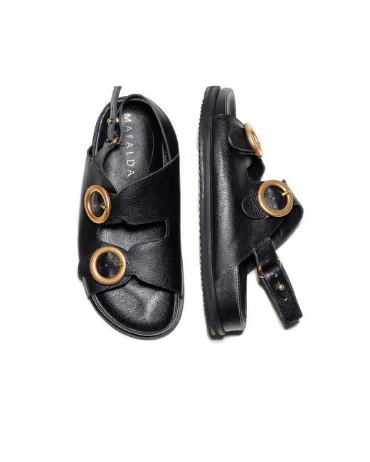 Mafalda Black Tie Buckle Chunky Sandals
