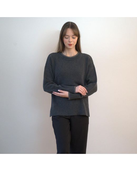 Nuvv Collection Black Wool And Cashmere Blend Round Necked Knit Sweater – Soft Neutral Tone